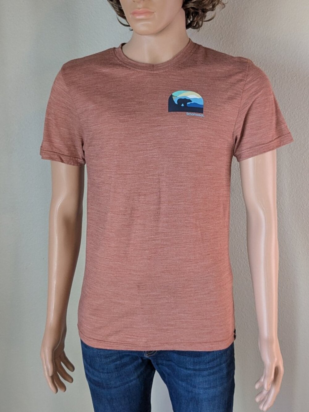 Smartwool T Shirt Unisex XS Heathered Orange Bear Graphic Merino Wool Tee